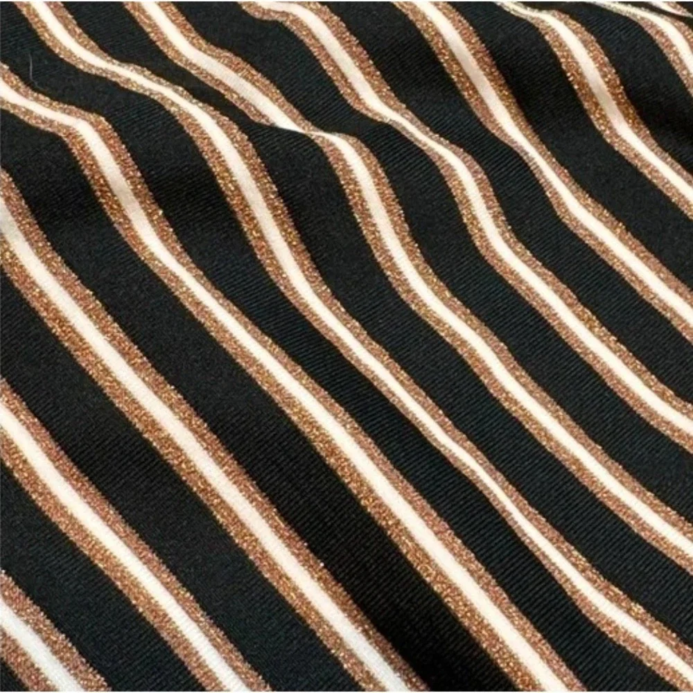 L*Space La Jolla Bikini Bottom XS Black Bronze Striped Twist Knot GHLJF19 NEW